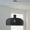 Caswell Black Rattan Dome Pendant