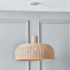 Caswell Natural Rattan Dome Pendant with Brushed Chrome Ceiling Fitting E27