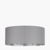 Elin 55cm Steel Grey Poly Cotton and Silver Lining Cylinder Shade