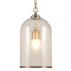 Cloche Clear Glass and Antique Brass Pendant