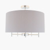 Plaza Silver Metal and Grey Linen Pendant