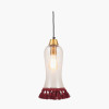 Dita Clear Organic Glass and Red Tassel Pendant