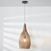 Ata Bamboo Effect and Wood Tall Dome Pendant