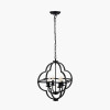 Amine Black Metal 4 Light Fleur De Lys Pendant