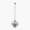 Amine Black Metal 4 Light Fleur De Lys Pendant