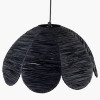 Petal Scalloped Black Raffia Pendant