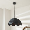 Petal Scalloped Black Raffia Pendant