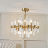 Brielle Clear Glass and Antique Brass 12 Light Pendant