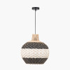 Rowan Natural Rattan Black and White Woven Pendant