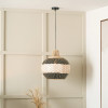 Rowan Natural Rattan Black and White Woven Pendant