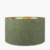 Stellan 30cm Green Slubbed Faux Silk Gold Lined Cylinder Lampshade