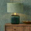 Stellan 30cm Green Slubbed Faux Silk Gold Lined Cylinder Lampshade