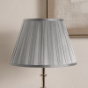 Maya 40cm Steel Grey Silk Box Pleat Tapered Lampshade