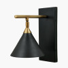 Zeta Matt Black and Antique Brass Wall Light