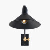 Canton Matt Black and Brass Metal Cone Wall Light