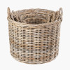 Tobs S/4 Grey Kubu Rattan Round Log Baskets