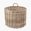 Tobs S/4 Grey Kubu Rattan Round Log Baskets