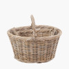 Tobs S/3 Grey Kubu Rattan Oval Shopping Basket with 2 Rectangular Storage Baskets