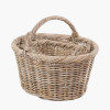 Tobs S/3 Grey Kubu Rattan Oval Shopping Basket with 2 Rectangular Storage Baskets