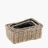 Tobs S/3 Indoor Outdoor Grey Kubu Rattan Rectangular Basket Planters