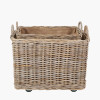 Tobs S/2 Grey Kubu Rattan Rectangular Wheeled Logs Baskets