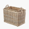 Tobs S/2 Grey Kubu Rattan Rectangular Wheeled Logs Baskets