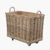 Tobs S/2 Grey Kubu Rattan Rectangular Wheeled Logs Baskets