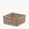 Tobs Grey Kubu Rattan Square Storage Basket with Inset Handles