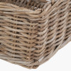 Tobs Grey Kubu Rattan Square Storage Basket with Inset Handles