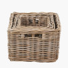 Tobs S/3 Grey Kubu Rattan Rectangular Storage Baskets with Inset Handles