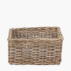 Tobs S/3 Grey Kubu Rattan Rectangular Storage Baskets with Inset Handles