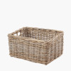 Tobs S/3 Grey Kubu Rattan Rectangular Storage Baskets with Inset Handles