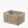 Tobs S/3 Grey Kubu Rattan Rectangular Storage Baskets with Inset Handles