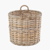 Tobs S/4 Grey Kubu Rattan Tall Round Storage Baskets