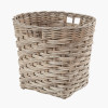 Tobs Grey Kubu Rattan Round Storage Basket with Square Base