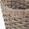 Tobs Grey Kubu Rattan Round Storage Basket with Square Base