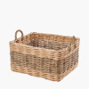 Tobs S/4 Grey and White Kubu Rattan Rectangular Storage Baskets