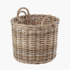 Tobs S/2 Grey Rattan Round Log Baskets