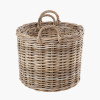 Tobs S/2 Grey Rattan Round Log Baskets