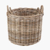 Tobs S/2 Grey Rattan Round Log Baskets