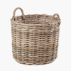 Tobs S/2 Grey Rattan Round Log Baskets