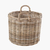 Tobs S/2 Grey Rattan Round Log Baskets