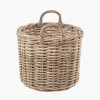 Tobs S/2 Grey Rattan Round Log Baskets