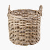 Tobs S/2 Grey Rattan Round Log Baskets