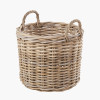 Tobs S/2 Grey Rattan Round Log Baskets