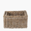 Tobs S/2 Grey Kubu Rattan Rectangular Storage Baskets with Inset Handles