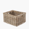 Tobs S/2 Grey Kubu Rattan Rectangular Storage Baskets with Inset Handles