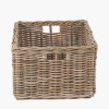 Tobs S/2 Grey Kubu Rattan Rectangular Storage Baskets with Inset Handles