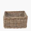 Tobs S/2 Grey Kubu Rattan Rectangular Storage Baskets with Inset Handles