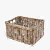 Tobs S/2 Grey Kubu Rattan Rectangular Storage Baskets with Inset Handles